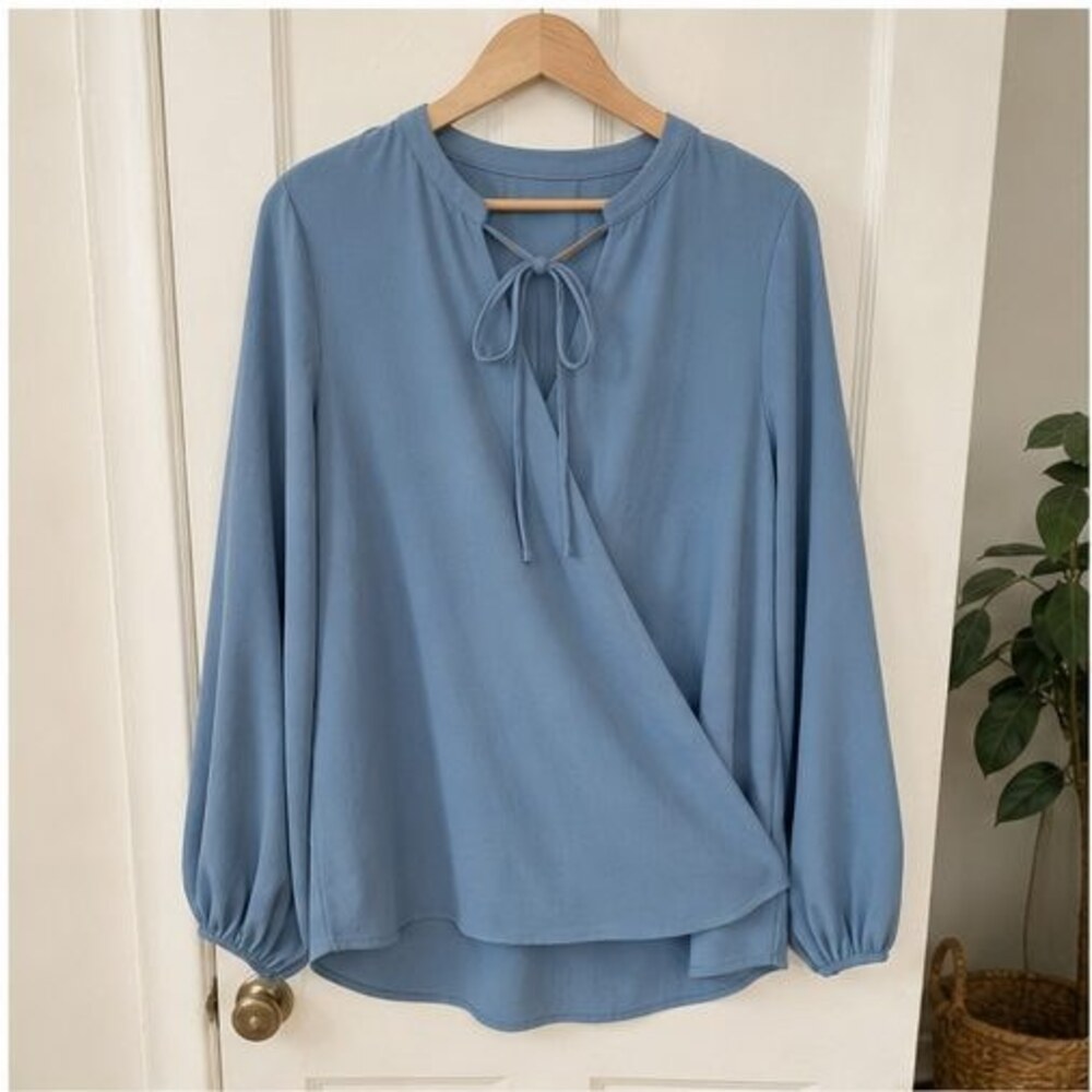Blue Wrap Blouse